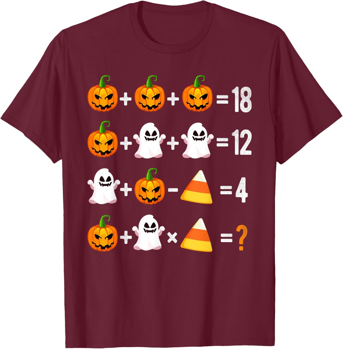 Halloween Order of Operations Math Halloween Teacher Pumpkin T-Shirt - T-Shirt | Maroon