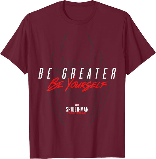 Marvel Spider-Man: Miles Morales Be Greater Be Yourself T-Shirt - T-Shirt | Maroon