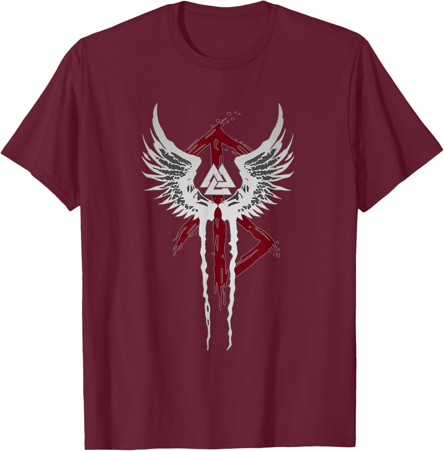 Valkyrie Symbol Valknut Odin Wings Vikings Asgard Valhalla T-Shirt - T-Shirt | Maroon