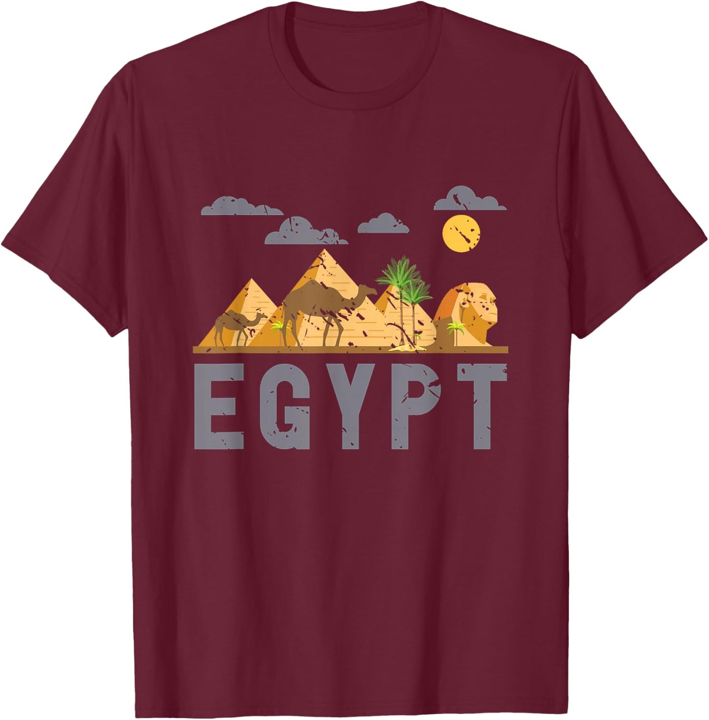 Africa Egyptian Hieroglyphics Cairo Egypt T-Shirt - T-Shirt | Maroon