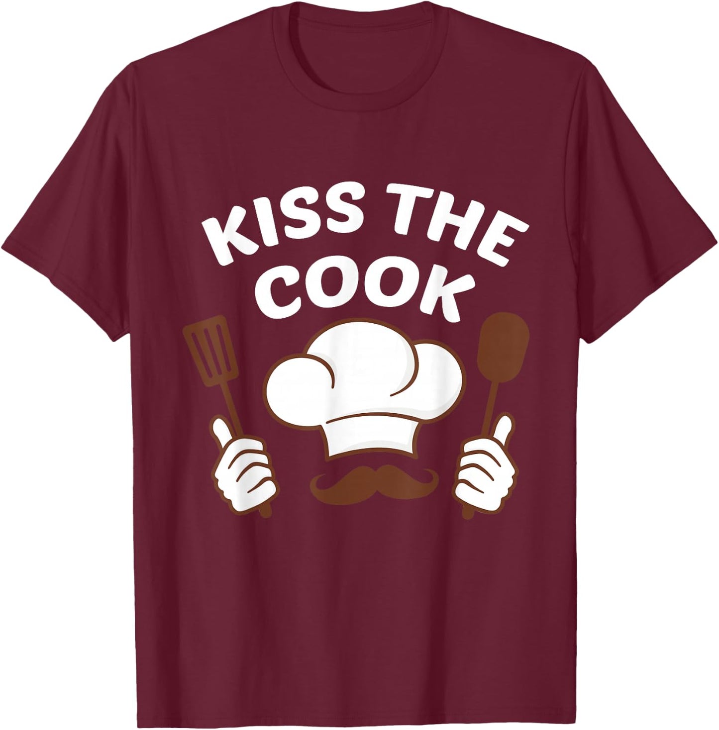 Grillmeister Chef Baker Kitchen Staff Kiss The Cook T-Shirt - T-Shirt | Maroon