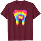 Tie Dye Tooth 60s Dentist Dental Hygiene Assistant Funny T-Shirt - T-Shirt | Maroon