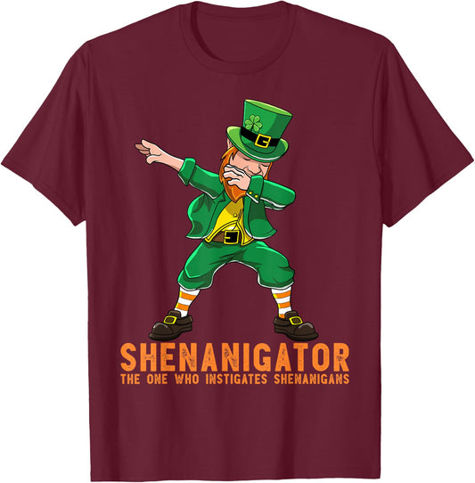 Shenanigator Dabbing Leprechaun Shenanigans St Patricks Day T-Shirt - T-Shirt | Maroon