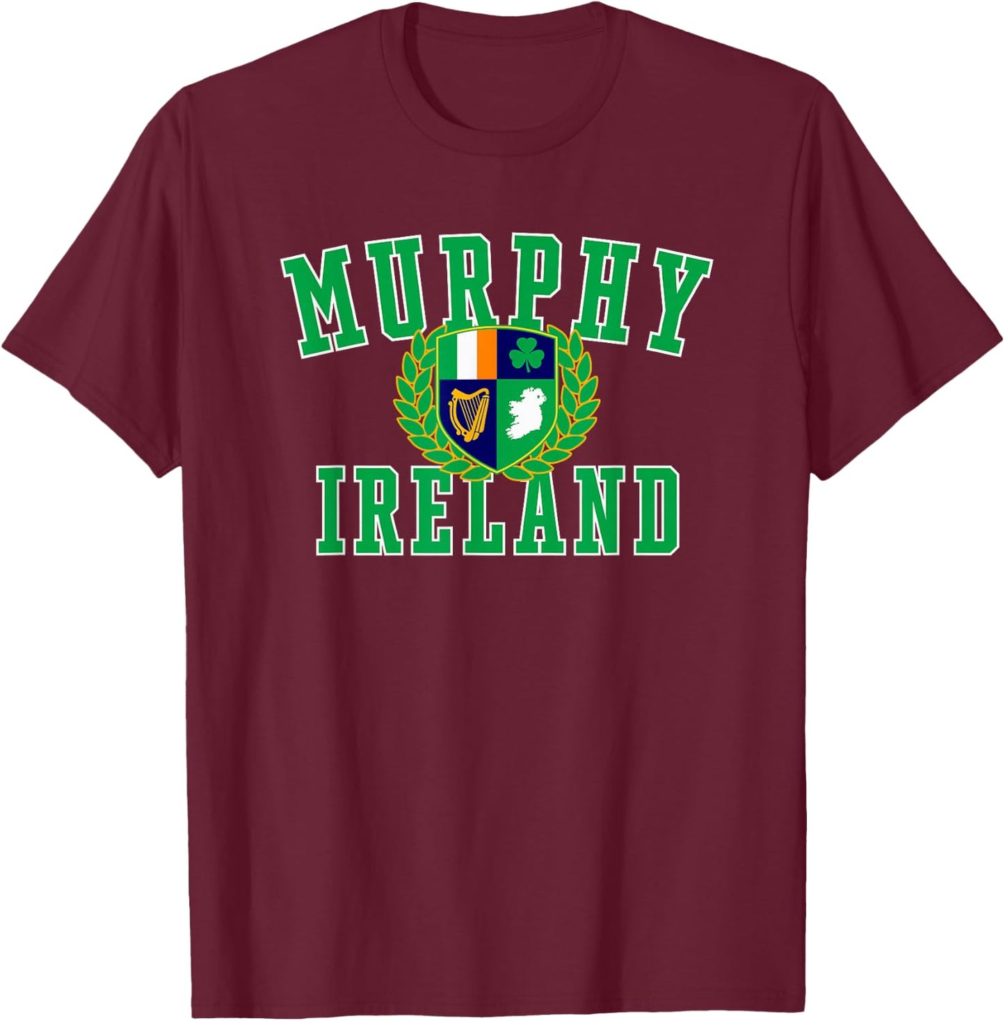 Irish Surname Murphy Ireland Crest T-Shirt - T-Shirt | Maroon