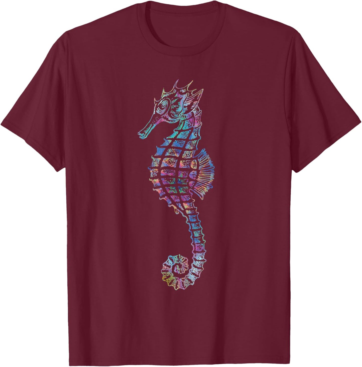 Psychedelic Seahorse Gift Colorful Ocean Trippy Sea Creature T-Shirt - T-Shirt | Maroon