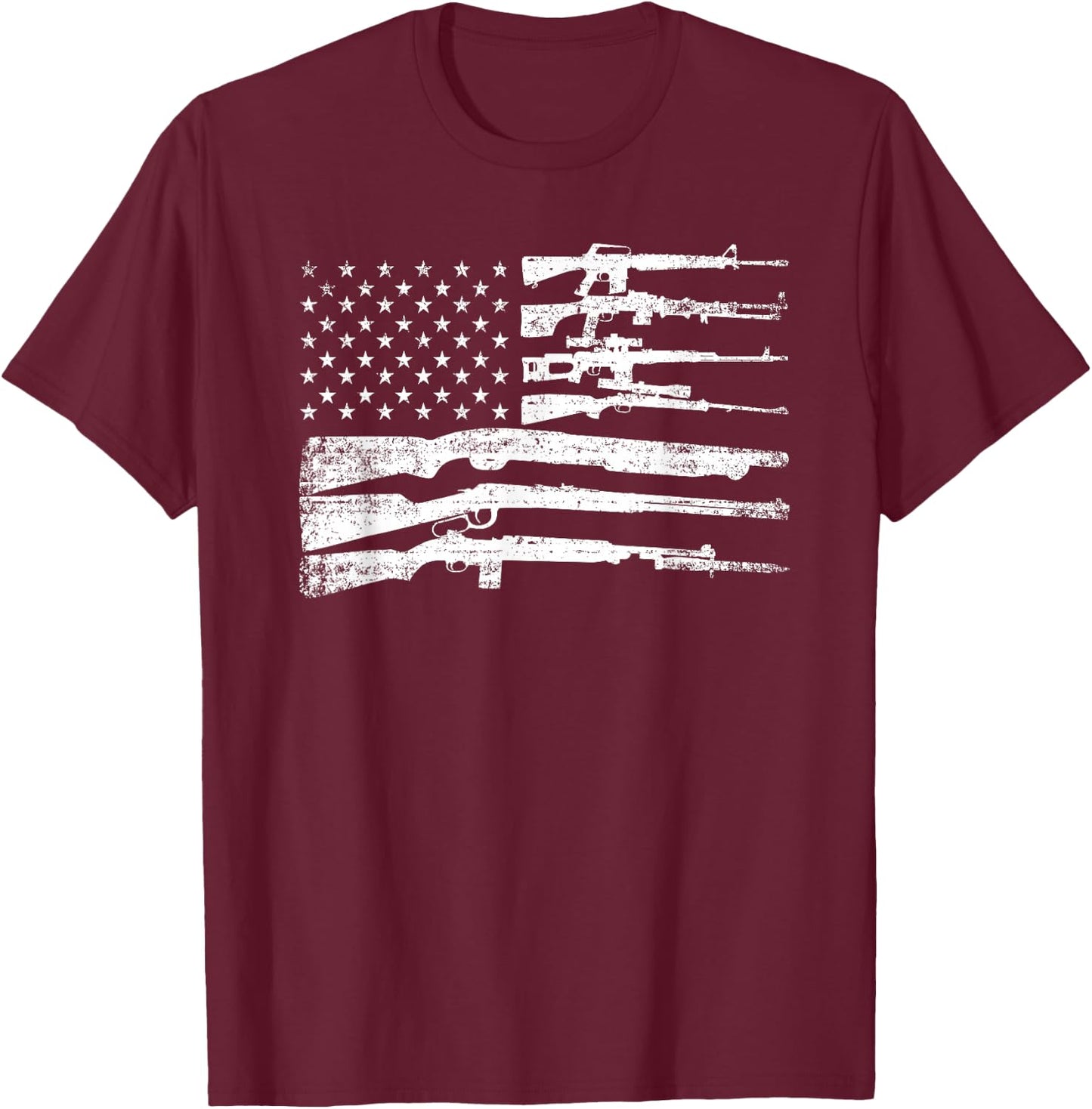 American Flag Guns Vintage 2nd Amendment Pro Gun T-Shirt - T-Shirt | Maroon