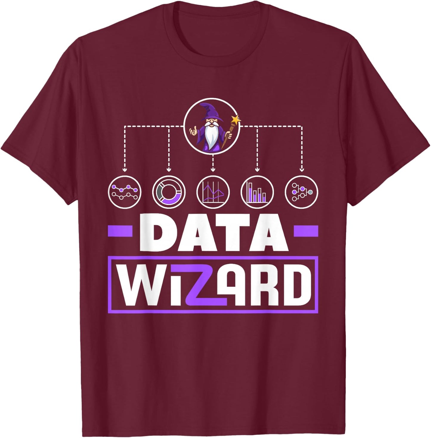 Data Analytics Data Wizard Engineering Business Intelligence T-Shirt - T-Shirt | Maroon