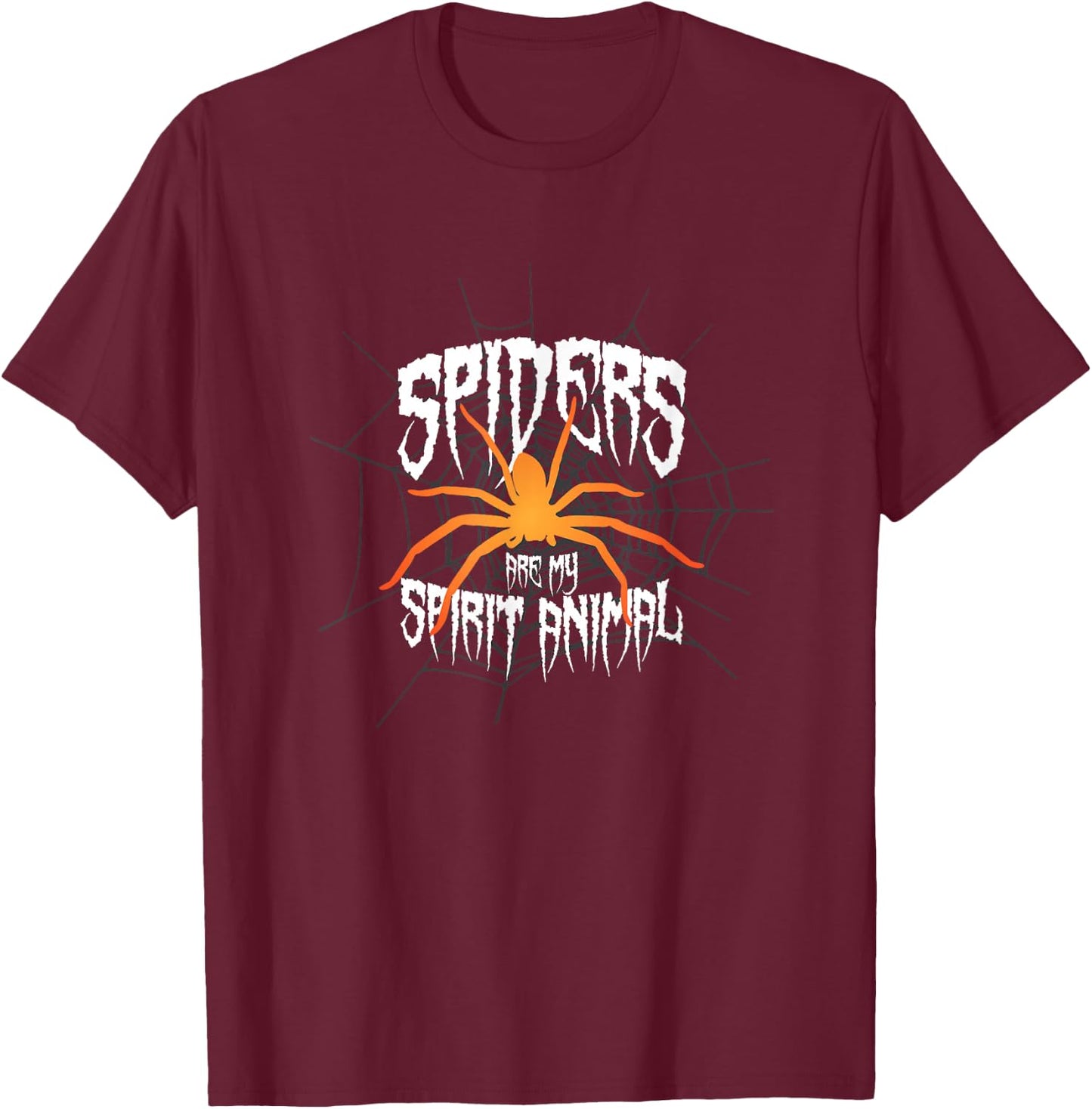 Halloween Spider Web Cobweb Spiders Are My Spirit Animals T-Shirt - T-Shirt | Maroon