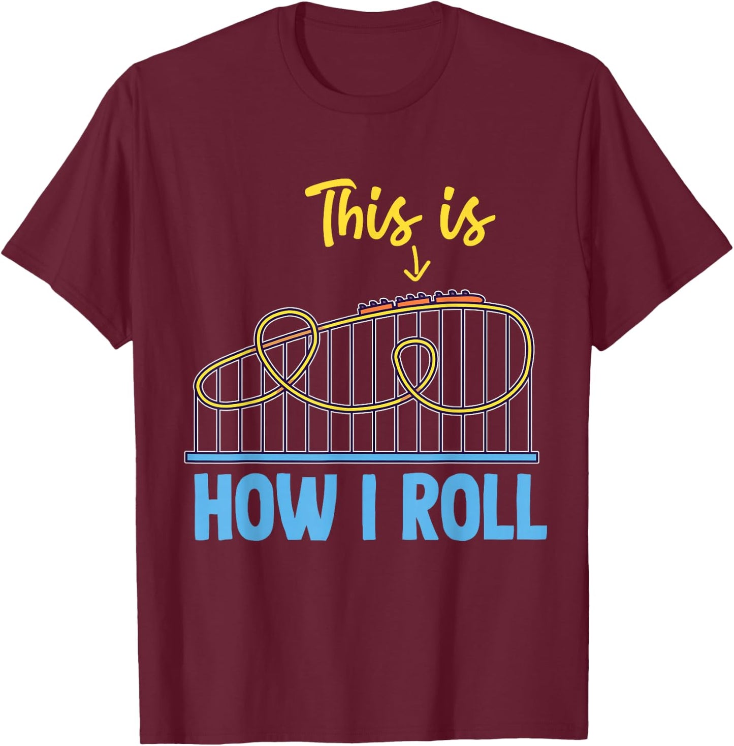 Roller Coaster Design for Adults Men And Women T-Shirt - T-Shirt | Maroon