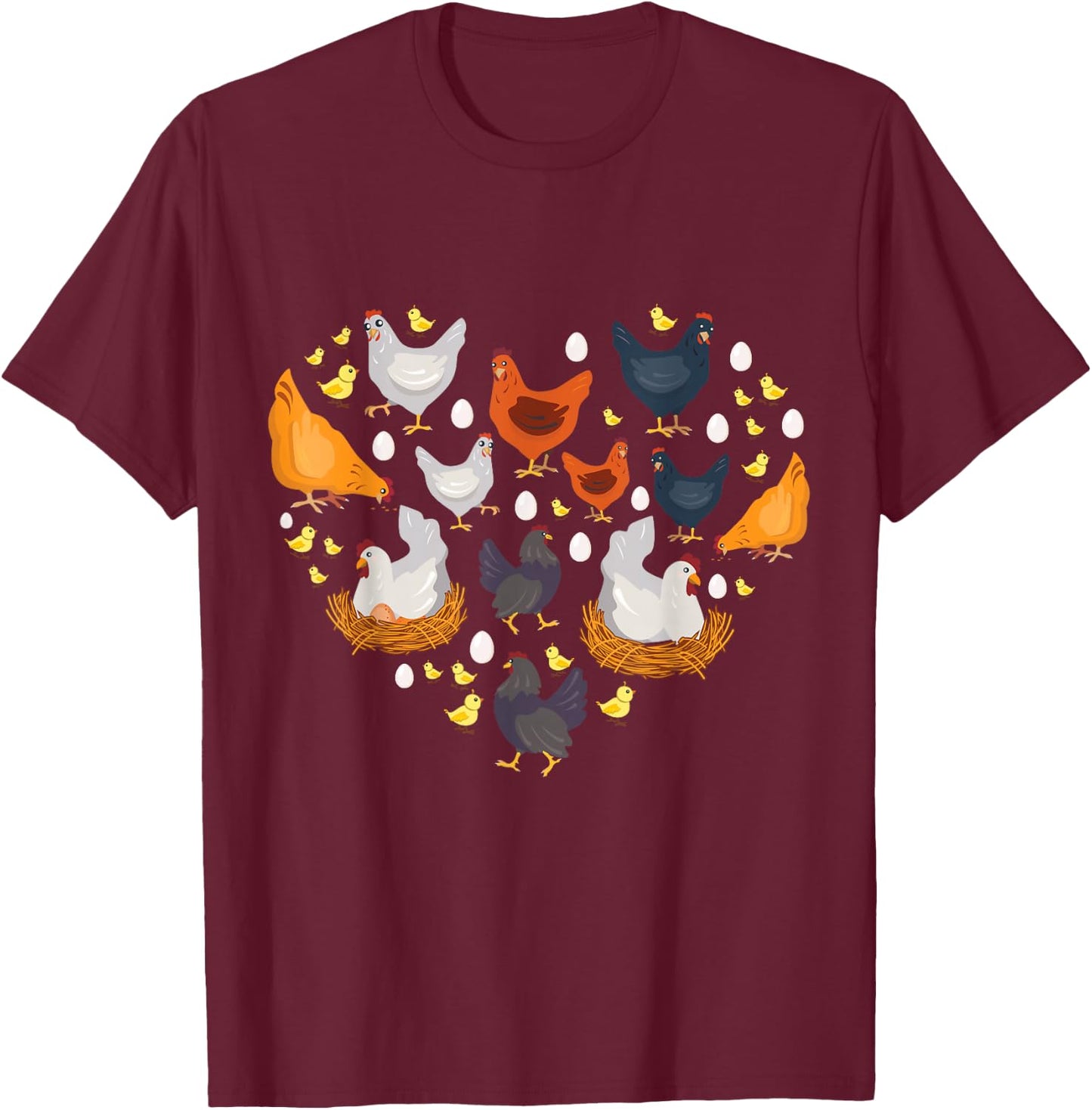 Chickens Heart Love Chicken Lady Women Men Kids Farmer Gift Small T-Shirt - T-Shirt | Maroon