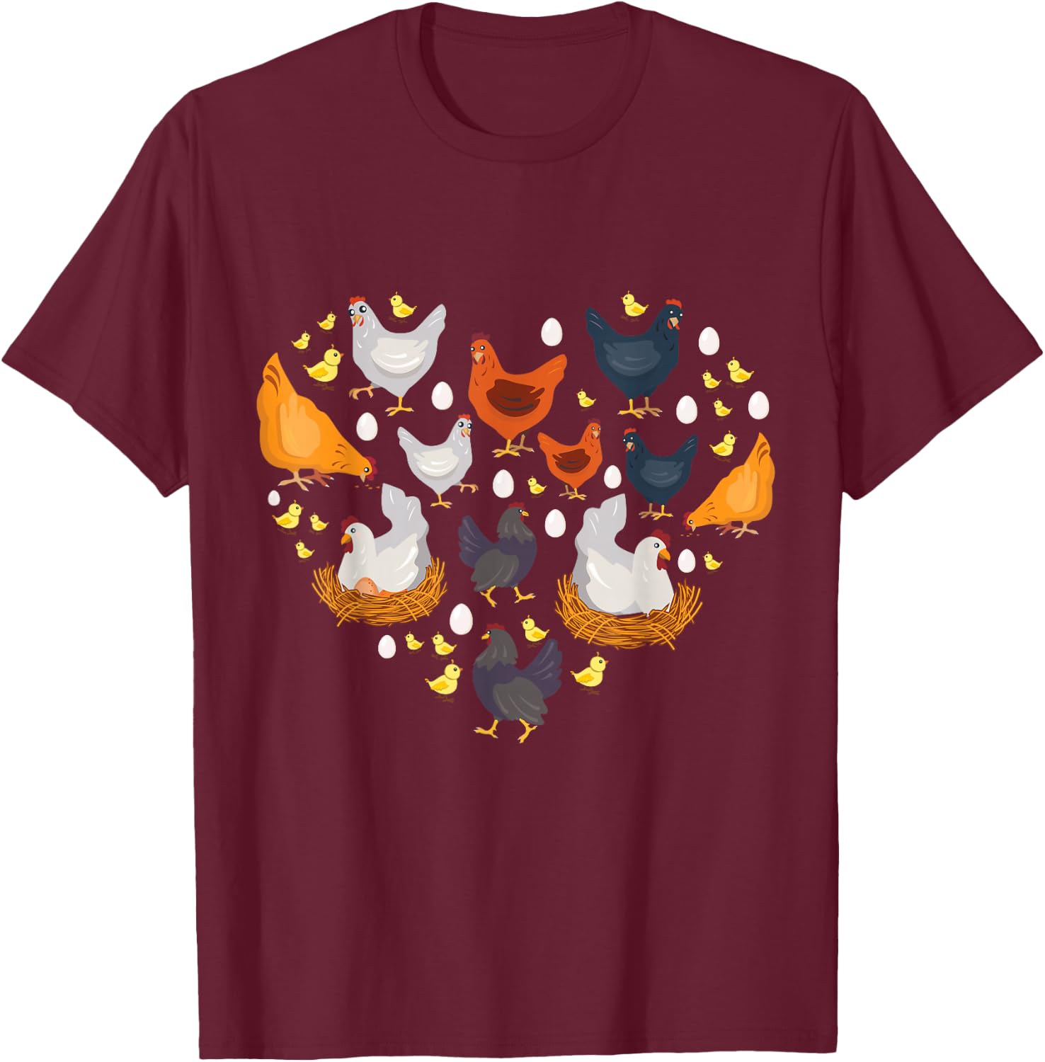Chickens Heart Love Chicken Lady Women Men Kids Farmer Gift Small T-Shirt - T-Shirt | Maroon