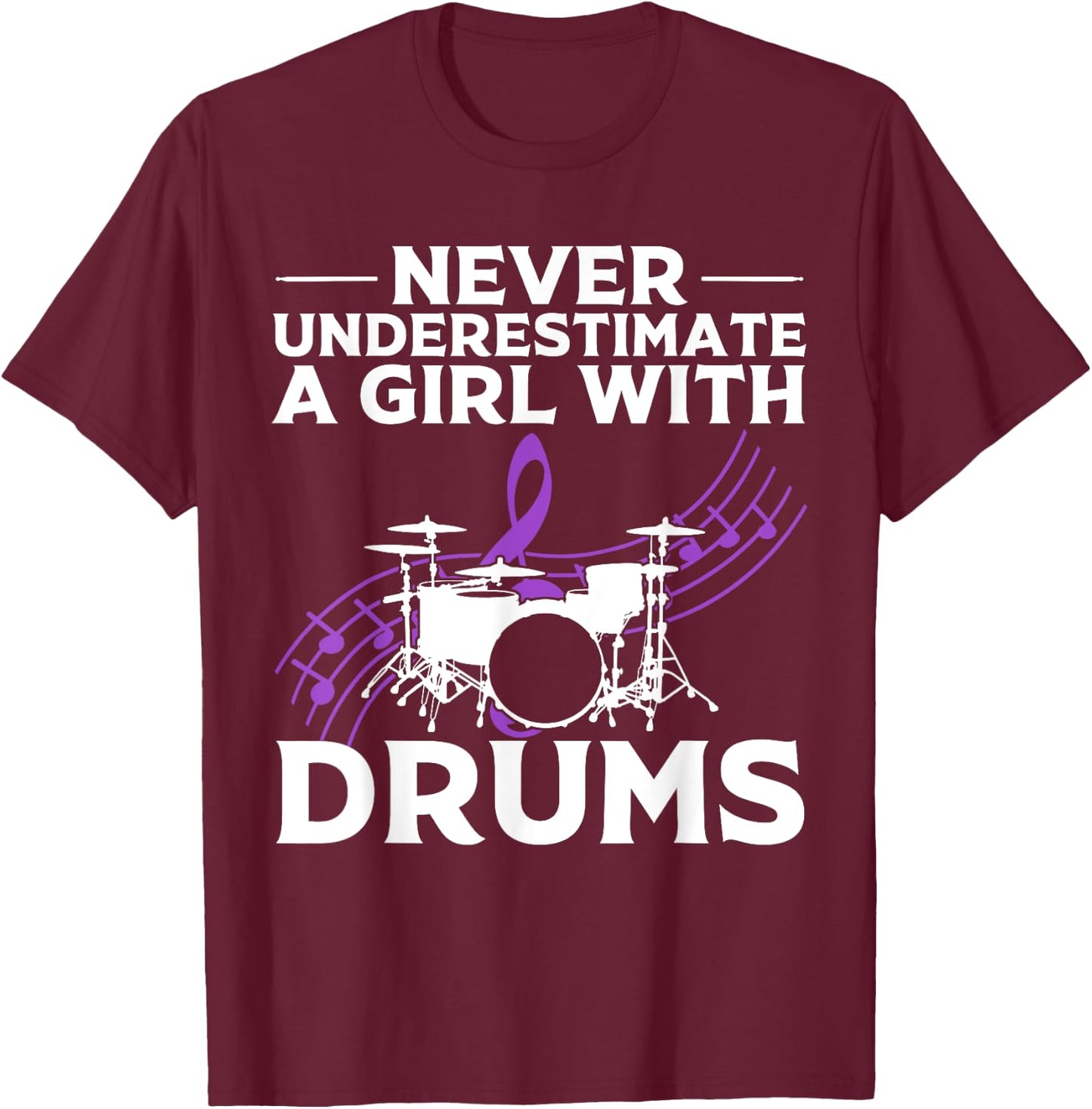 Funny Girl Drummer Gift Cool Rock And Roll Lady T-Shirt - T-Shirt | Maroon