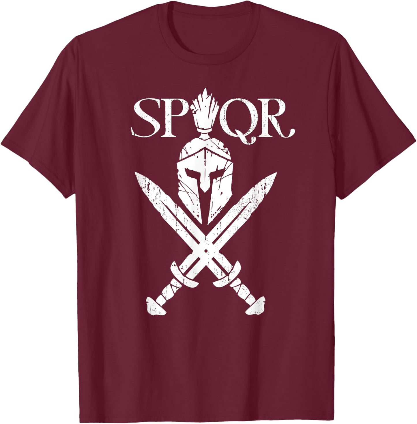 SPQR Roman Legion Soldier Gladiator Warrior Swords Helmet T-Shirt - T-Shirt | Maroon