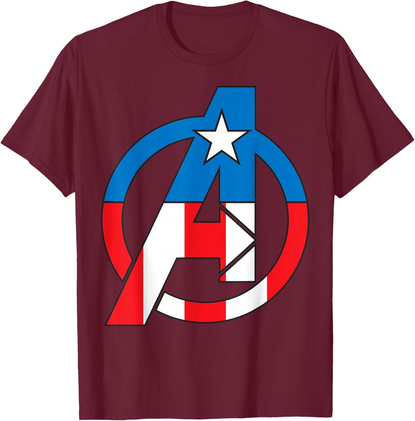 Marvel Avengers Captain America Costume Fill Logo T-Shirt - T-Shirt | Maroon