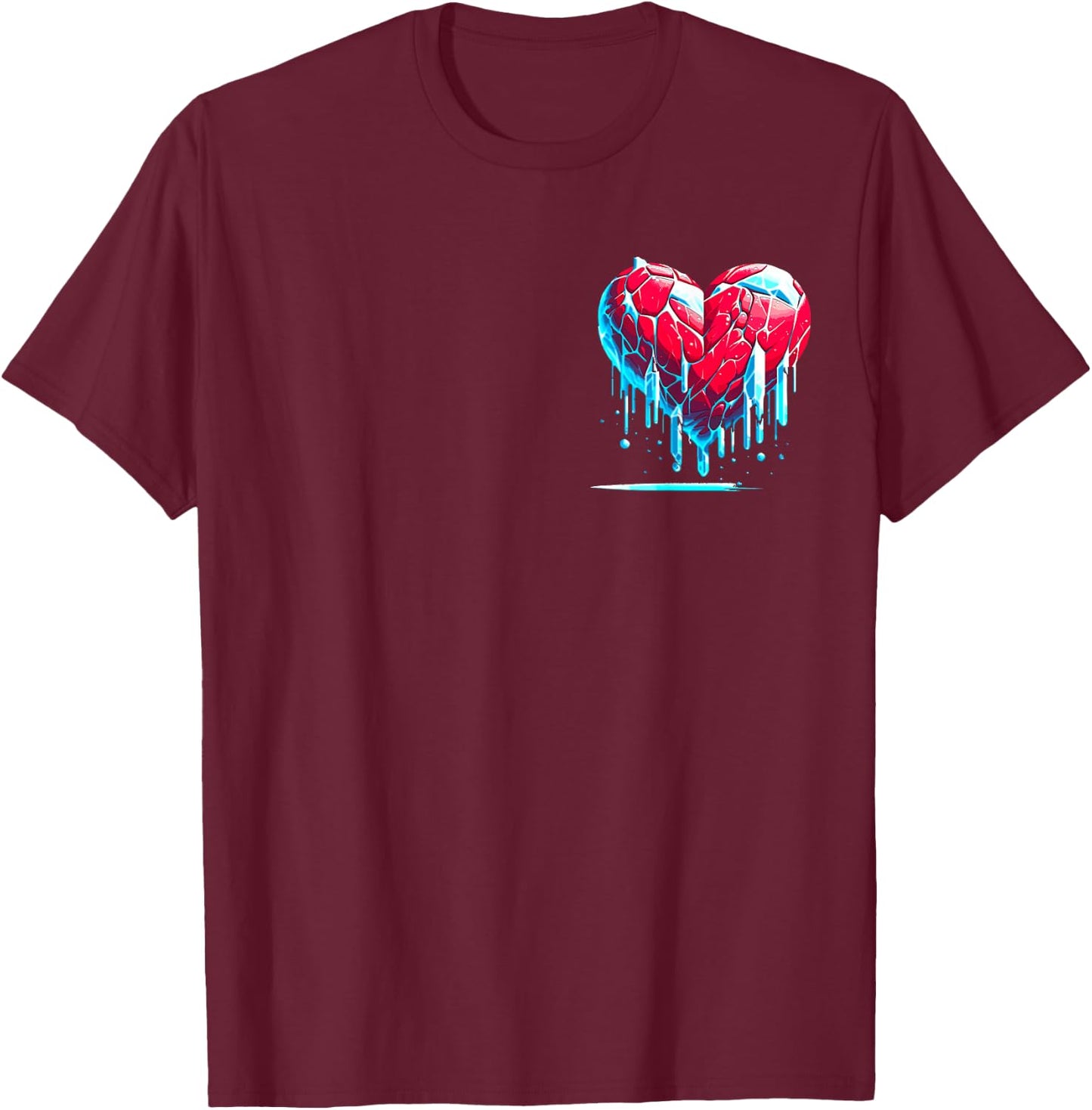 Funny Icy Cold Heart Artistic Frozen Heart T-Shirt - T-Shirt | Maroon