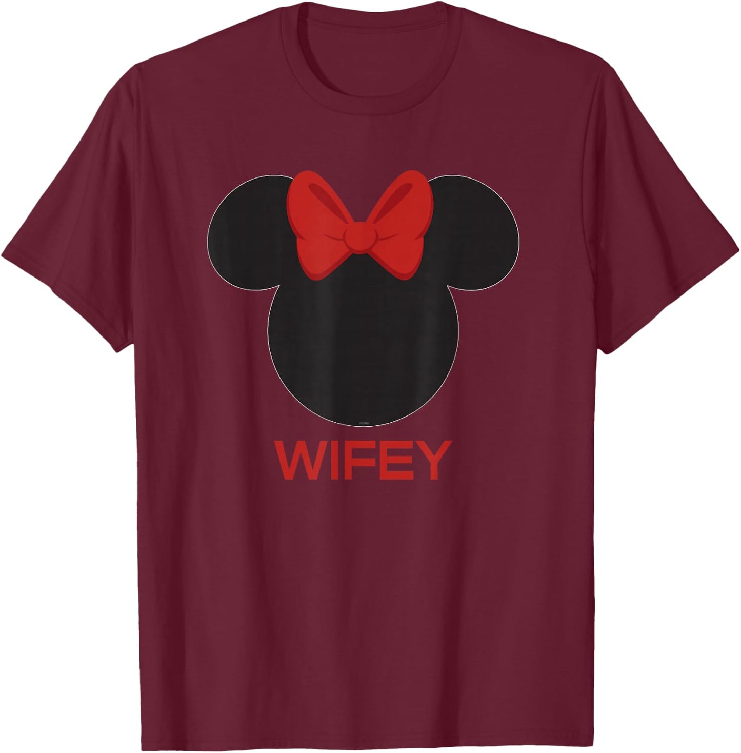 Disney Minnie Mouse Red Bow Icon Wifey Wife Family T-Shirt - T-Shirt | Maroon