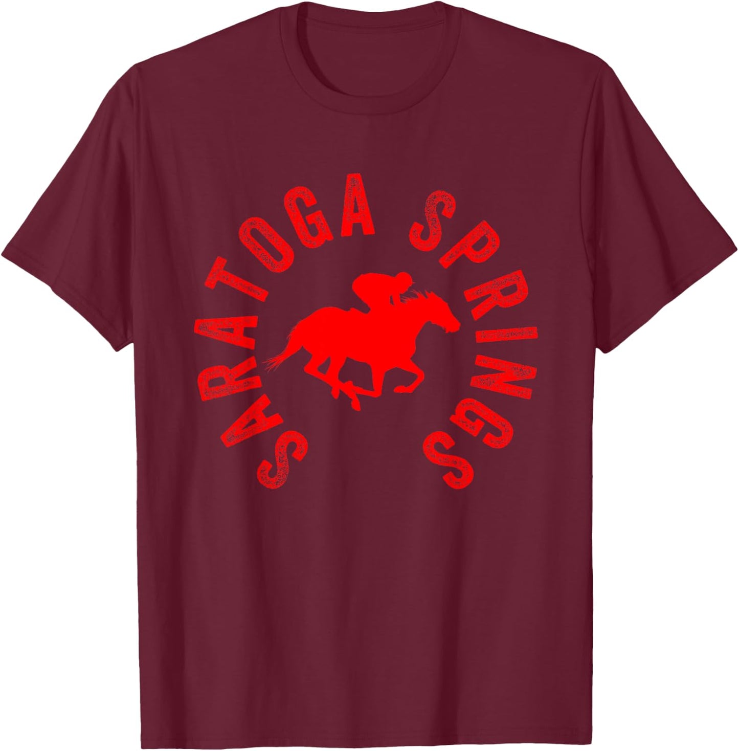 Saratoga Springs New York Horse Racing Jockey T-Shirt - T-Shirt | Maroon