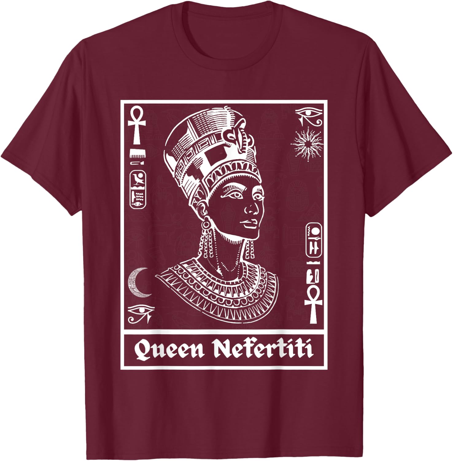 Ancient Egypt Egyptian Queen Nefertiti Kemetic T-Shirt - T-Shirt | Maroon