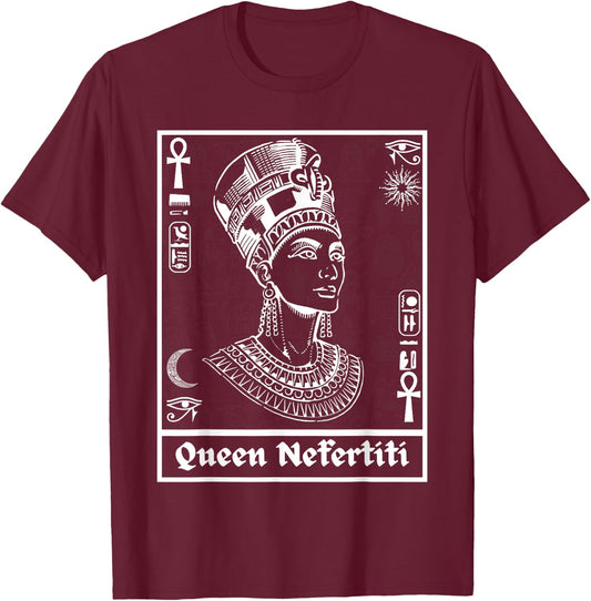 Ancient Egypt Egyptian Queen Nefertiti Kemetic T-Shirt - T-Shirt | Maroon