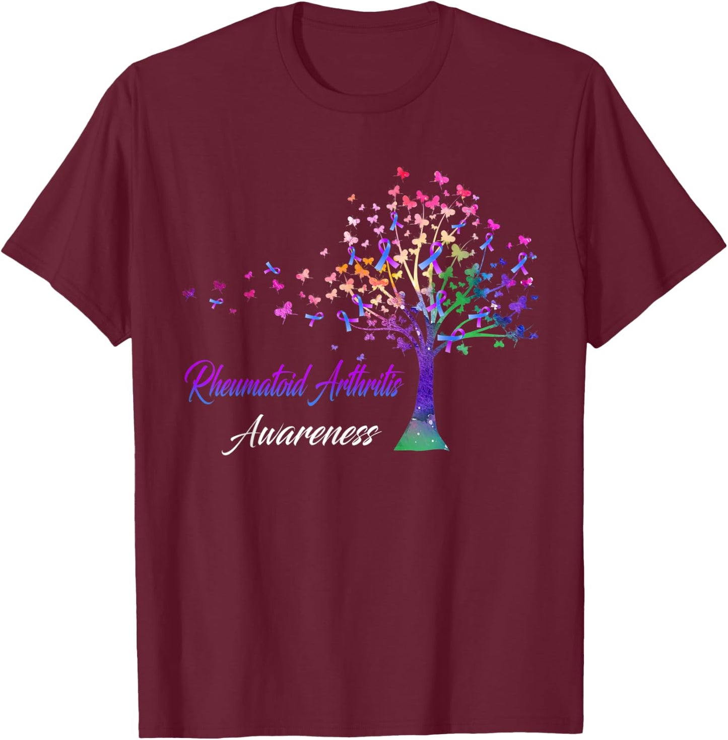 Tree Ribbon Rheumatoid Arthritis Awareness T-Shirt - T-Shirt | Maroon