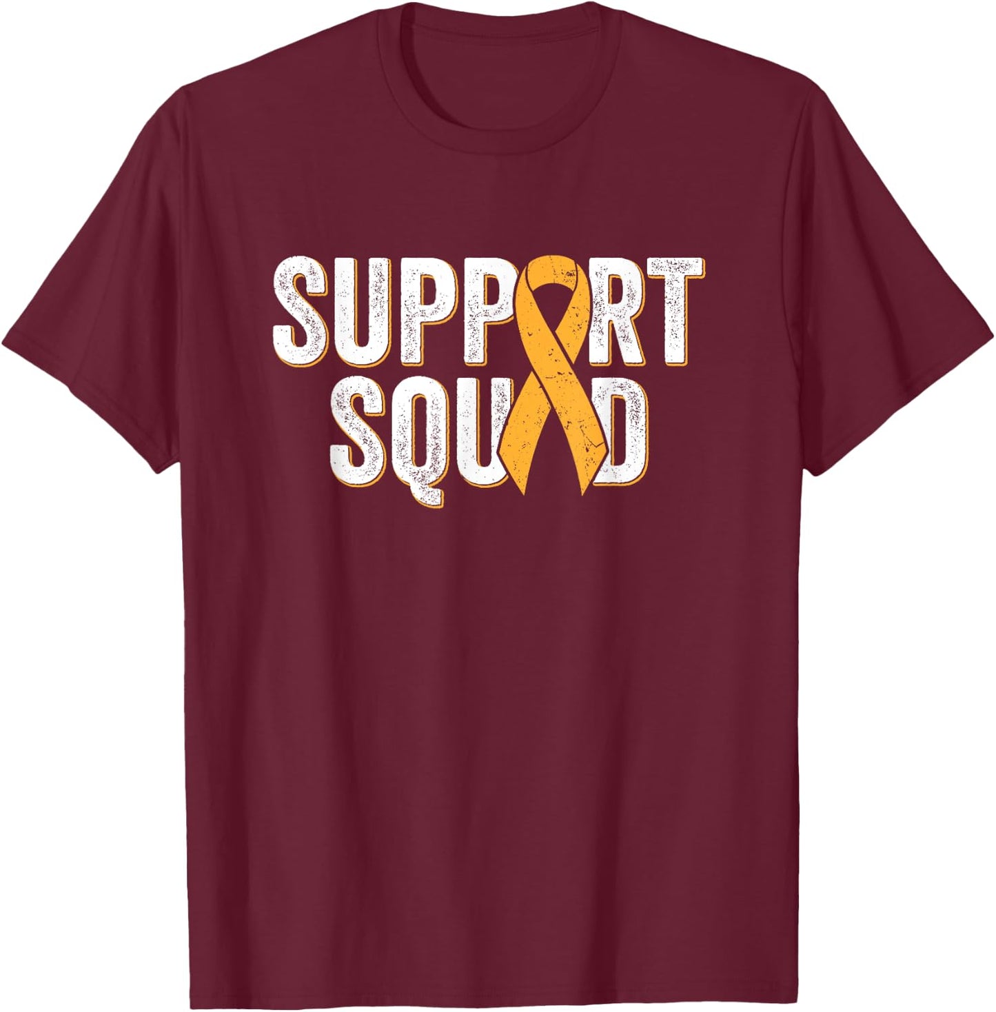 Multiple Sclerosis Support Squad, Orange MS Awareness Ribbon T-Shirt - T-Shirt | Maroon
