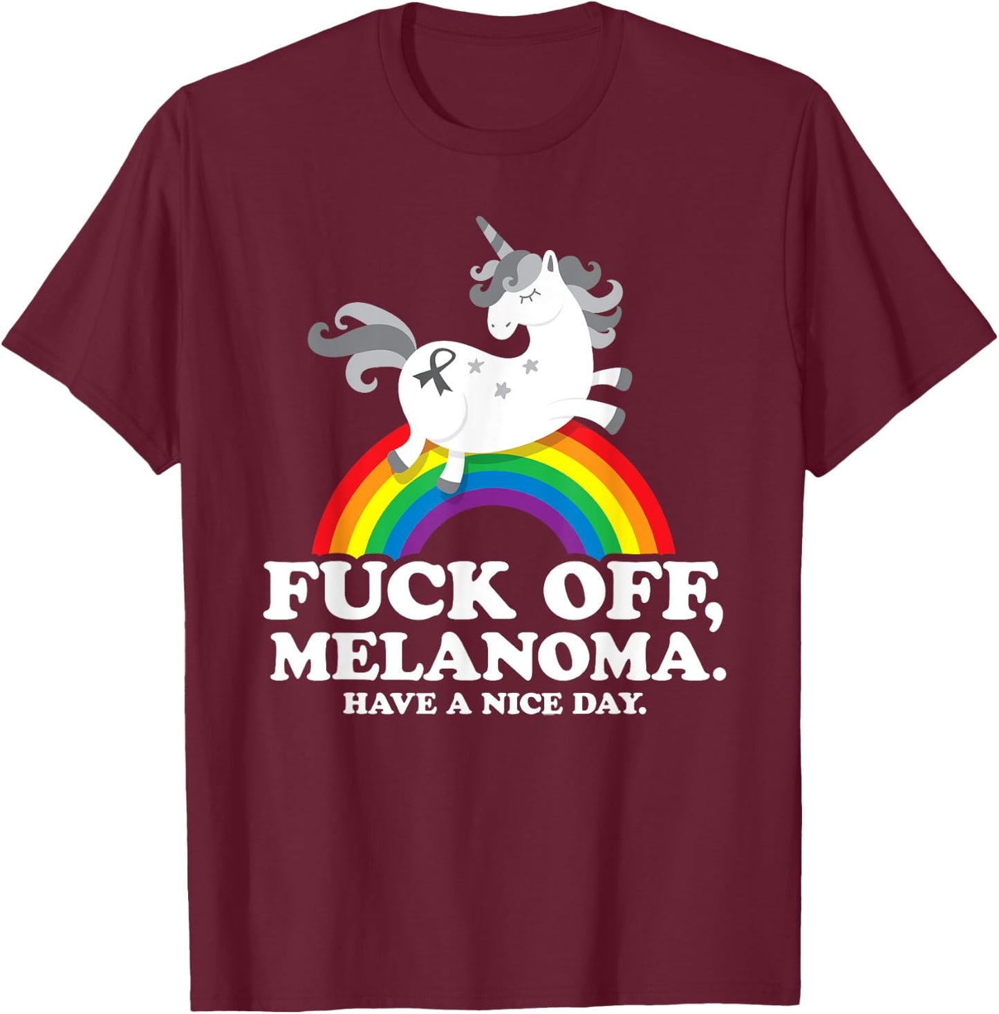 Melanoma Cancer Survivor Shirt | Fuck Melanoma T-Shirt - T-Shirt | Maroon