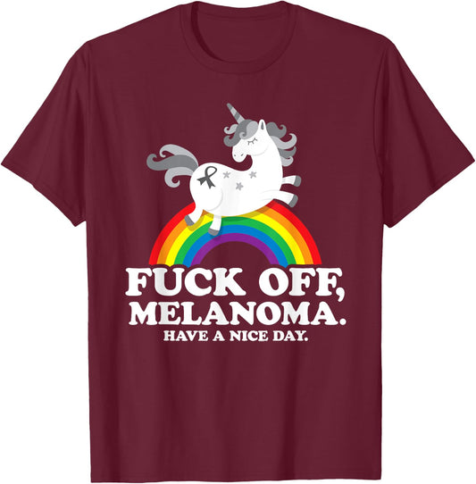 Melanoma Cancer Survivor Shirt | Fuck Melanoma T-Shirt - T-Shirt | Maroon