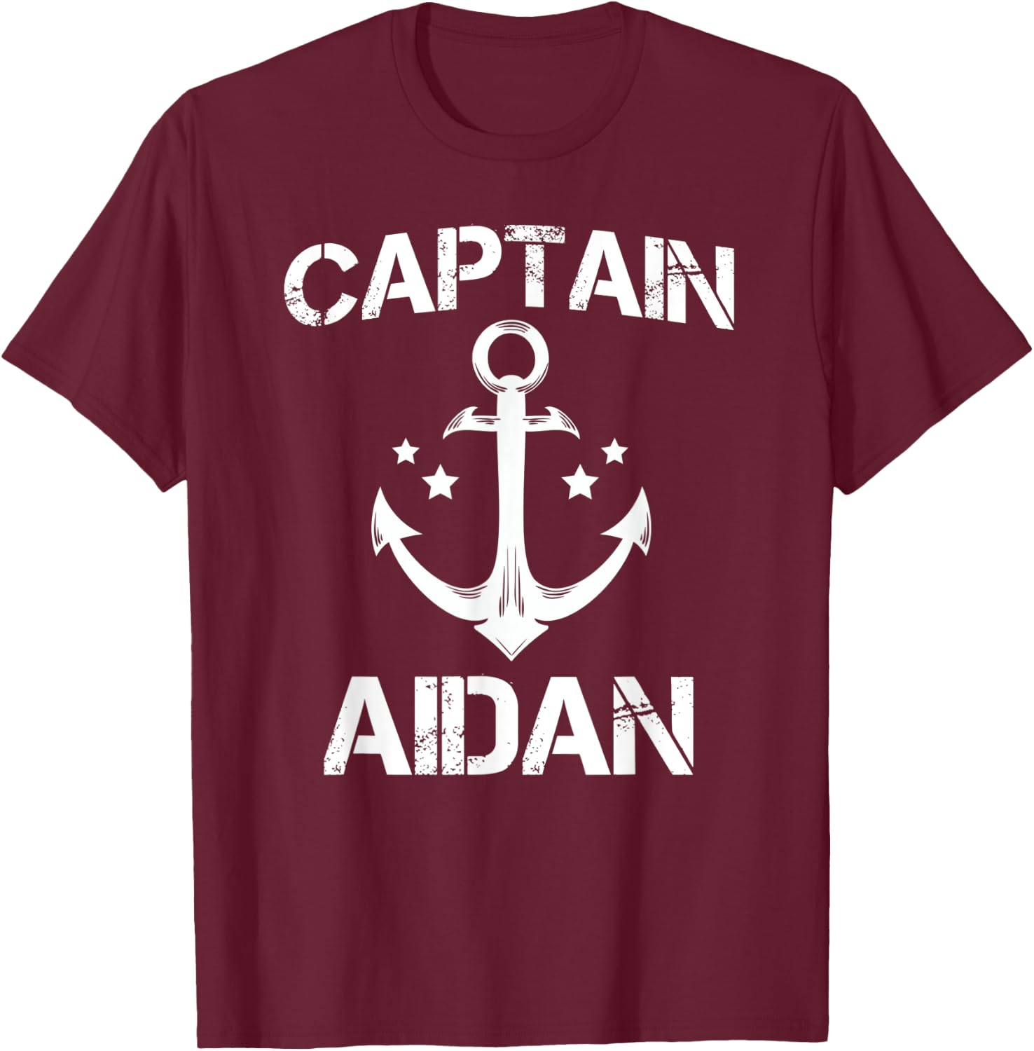 CAPTAIN AIDAN Funny Birthday Personalized Name Boat Gift T-Shirt - T-Shirt | Maroon