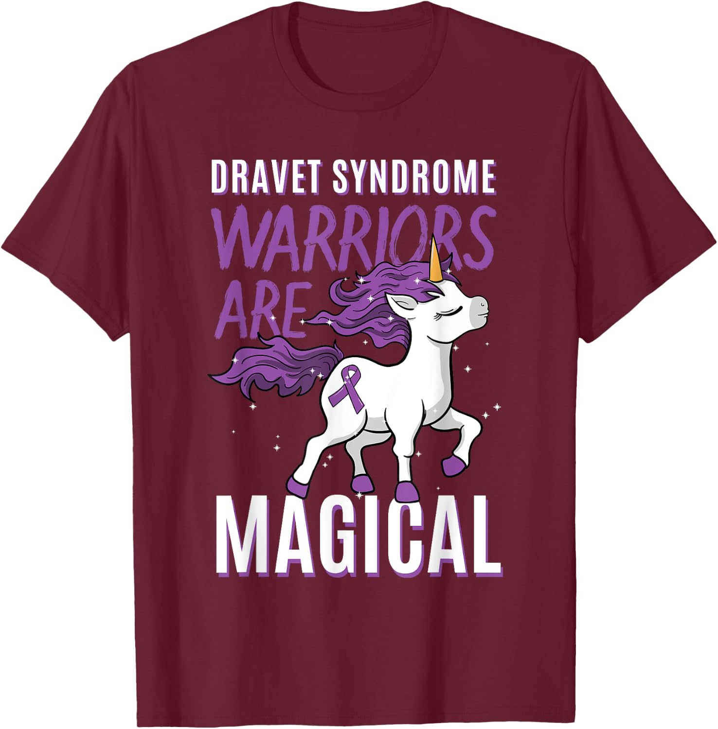 Dravet Syndrome Warrior SMEI Childhood Epilepsy Unicorn SMEB T-Shirt - T-Shirt | Maroon