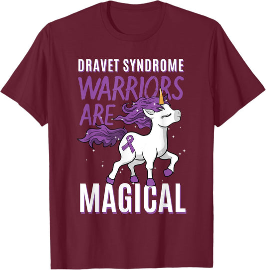 Dravet Syndrome Warrior SMEI Childhood Epilepsy Unicorn SMEB T-Shirt - T-Shirt | Maroon