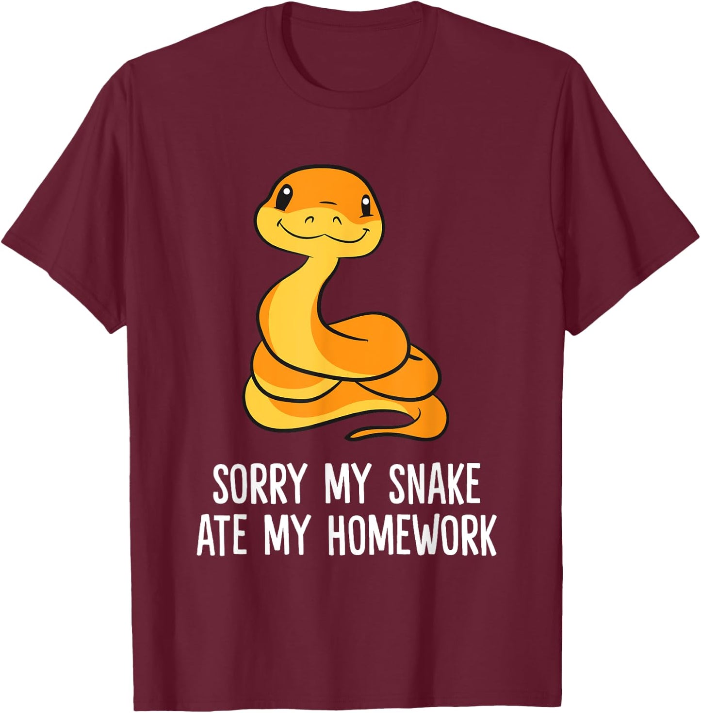 Snake Pet School Sorry, My Snake Ate Homework T-Shirt - T-Shirt | Maroon