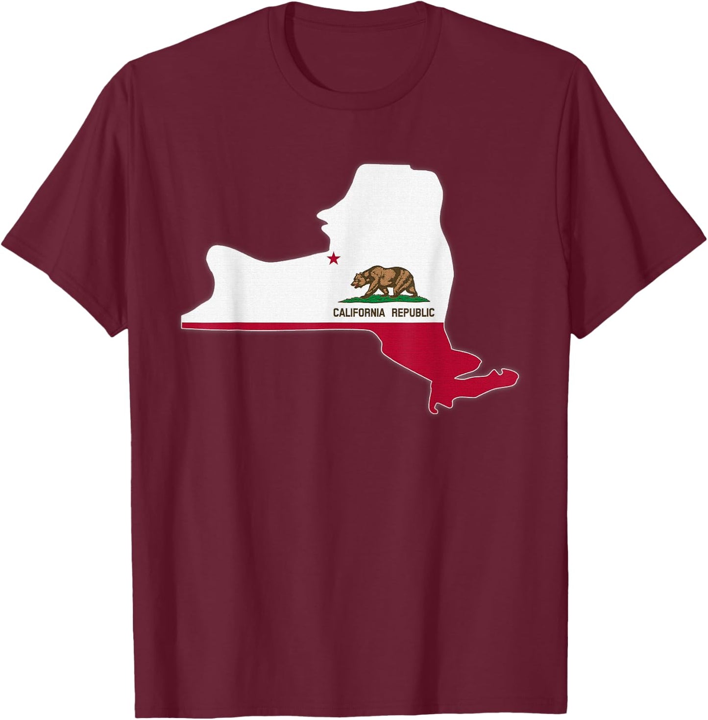 NEW YORK STATE MAP CALIFORNIA CA Flag Roots Men Women Gift T-Shirt - T-Shirt | Maroon