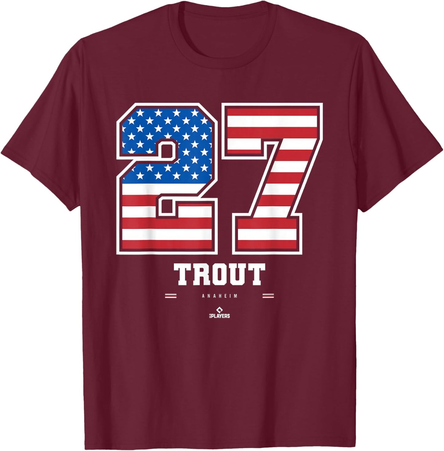 Mike Trout - US Flag Number T-Shirt - T-Shirt | Maroon
