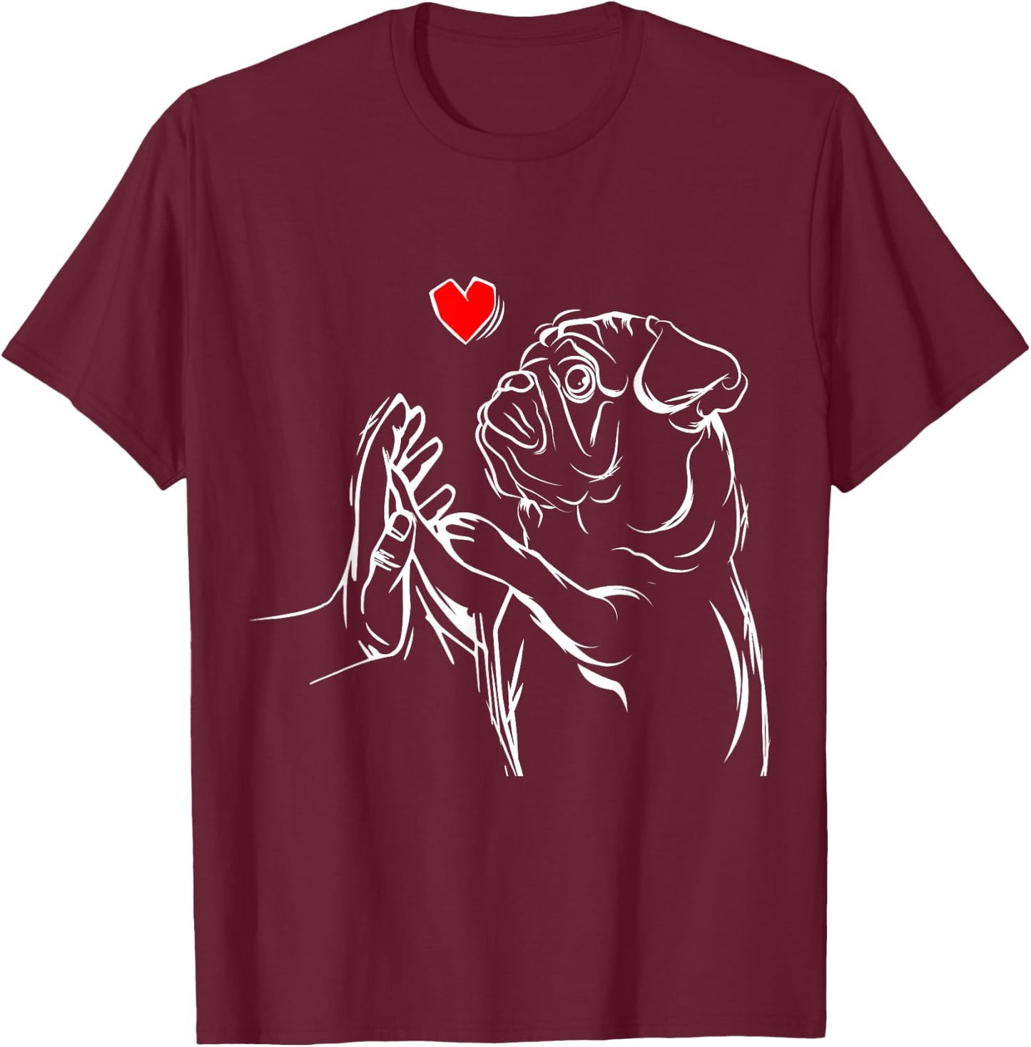 Pug Love Dog Women Girls T-Shirt - T-Shirt | Maroon