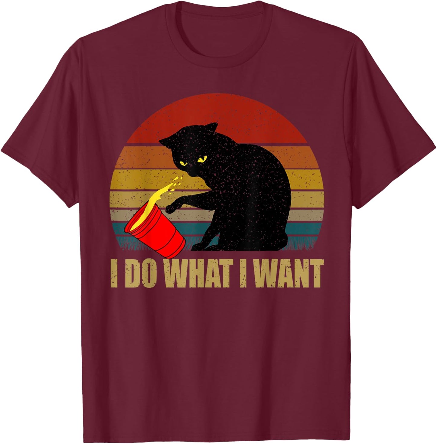 Angry Cat Evil Women Girls Kids T-Shirt - T-Shirt | Maroon