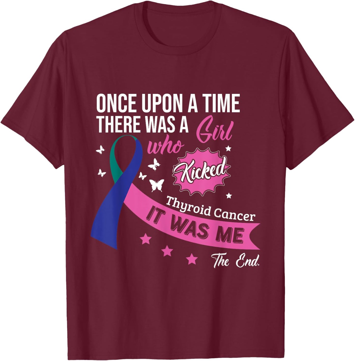 Thyroid Cancer Fight Cancer Ribbon T-Shirt - T-Shirt | Maroon