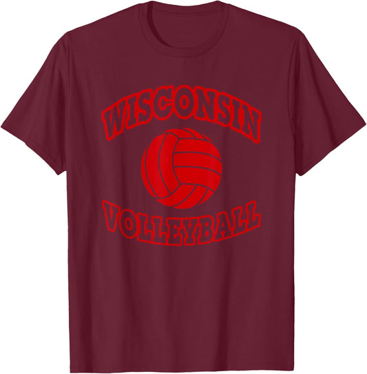 Wisconsin Volleyball Classic Style T-Shirt - T-Shirt | Maroon