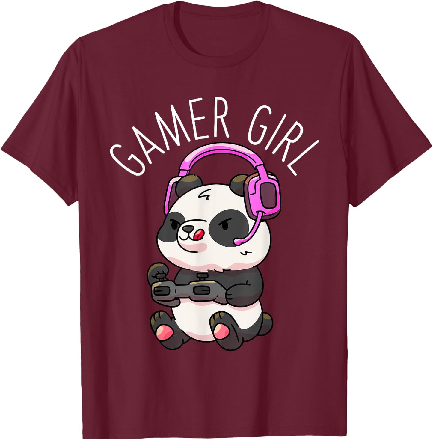 Gamer Girl Panda Gaming Pandas Video Game Women Girls Gift Small T-Shirt - T-Shirt | Maroon