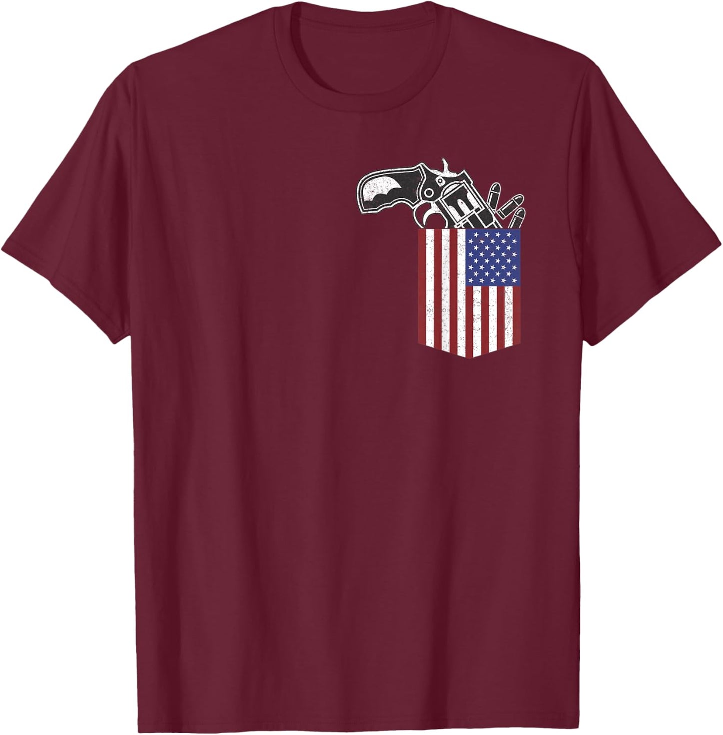 USA Chest Pocket With Gun Pistol Pocket T-Shirt - T-Shirt | Maroon