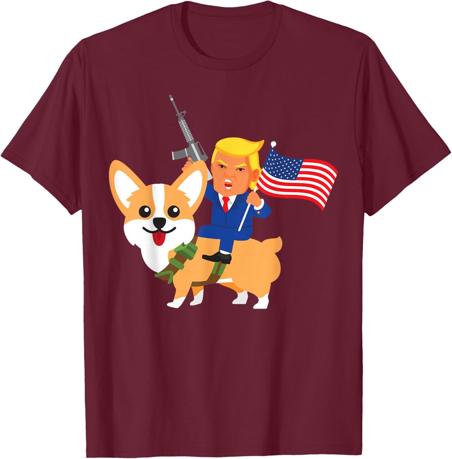 Trump Corgi Gun Merica 2020 Election Donald Dog Mom Gift Women T-Shirt - T-Shirt | Maroon
