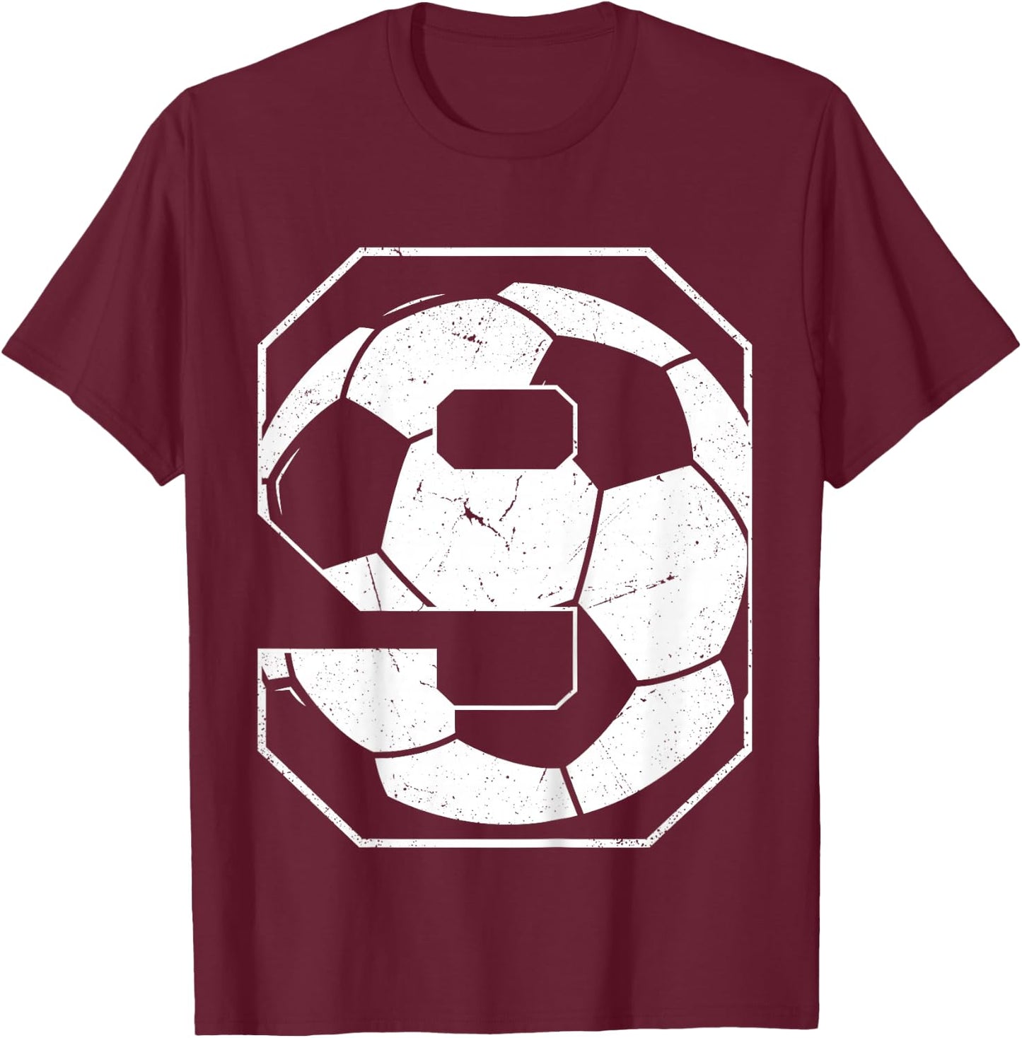 Kids 9th Birthday Boy Soccer Player Football 9 Years Old T-Shirt - T-Shirt | Maroon