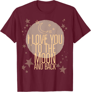 Vintage Moon and Stars PJ's Matching TOPS GIFT NIght Top T-Shirt - T-Shirt | Maroon