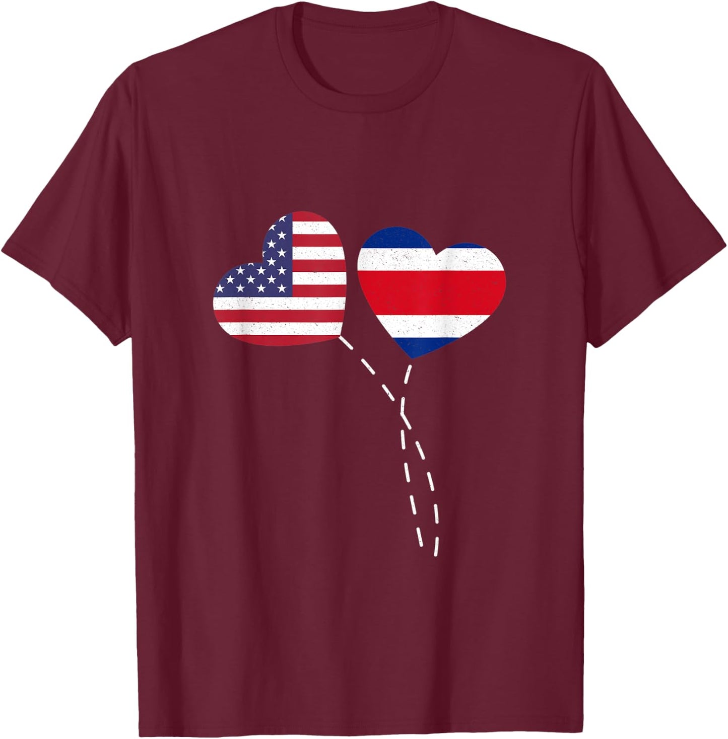 Loving USA Costa Rica Flag Heart Costa Rican Americans Love T-Shirt - T-Shirt | Maroon