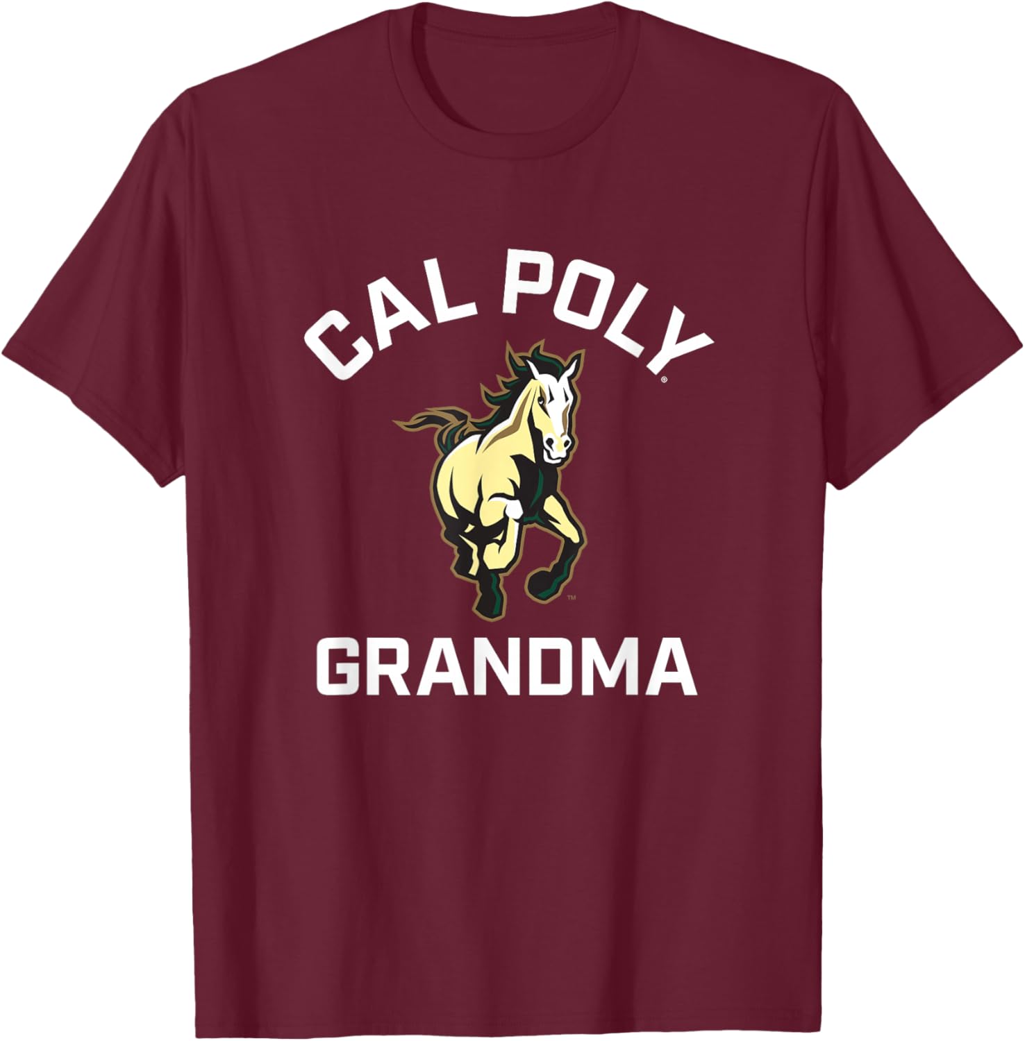 Cal Poly Mustangs Arched Grandma T-Shirt - T-Shirt | Maroon