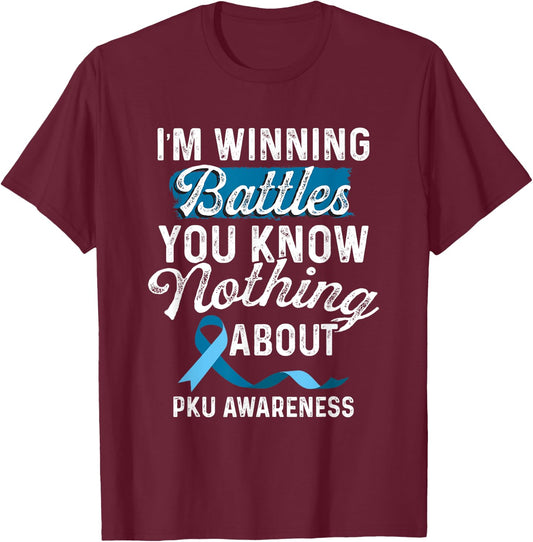 Phenylketonuria PKU Strong Warrior Unicorns Awareness T-Shirt - T-Shirt | Maroon