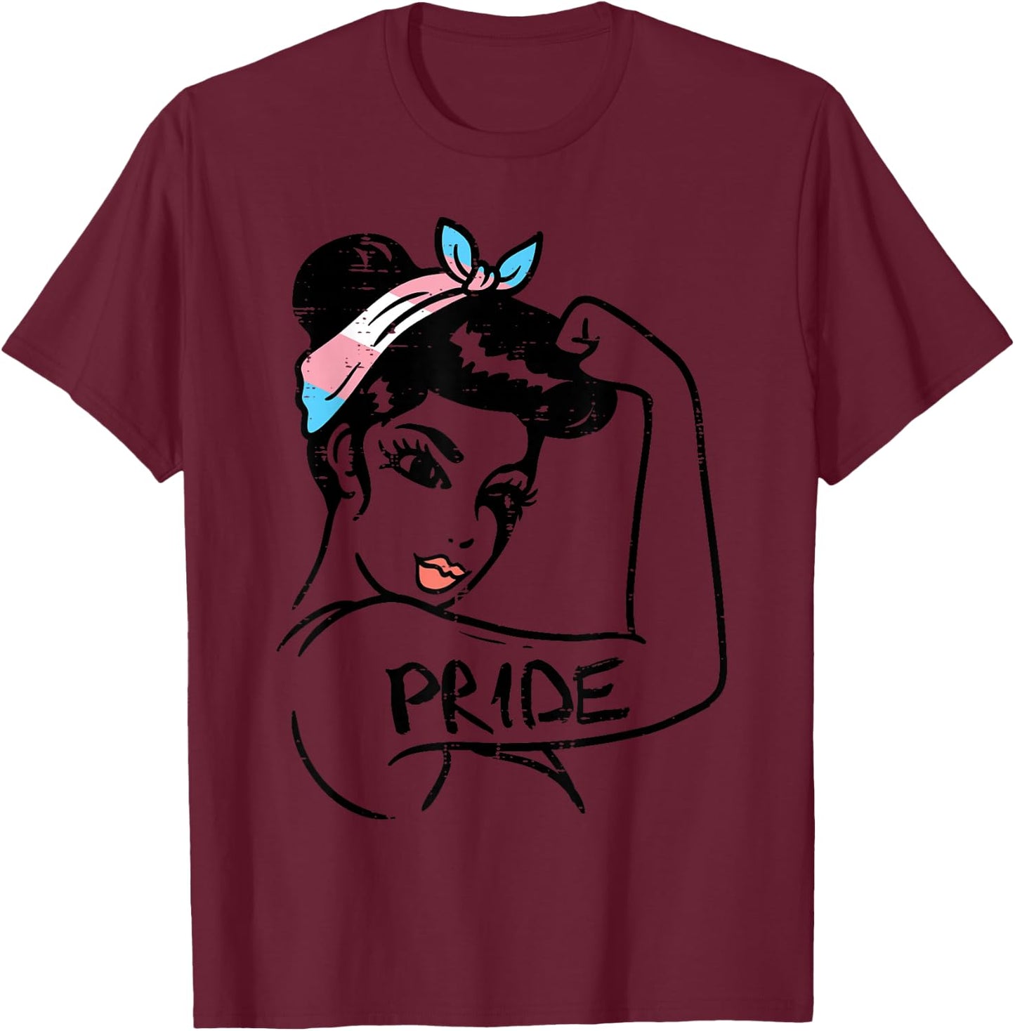 Unbreakable Strong Woman Transgender Trans Pride Flag Gift T-Shirt - T-Shirt | Maroon