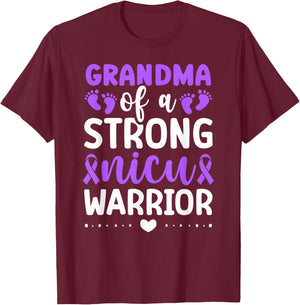 NICU Grandma Of NICU Warrior Best Micro Preemie Baby Grandma T-Shirt - T-Shirt | Maroon