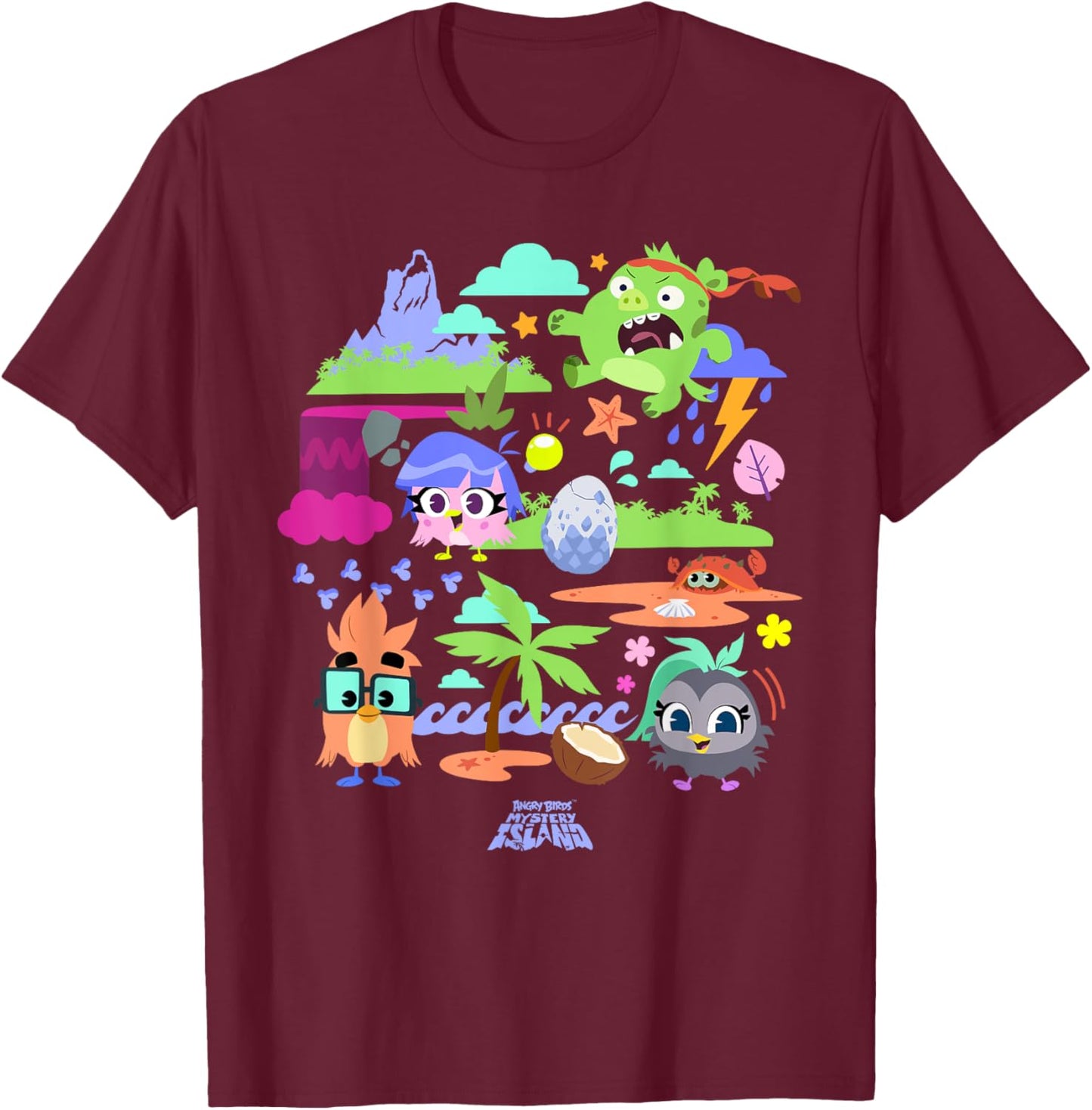 Angry Birds Mystery Island Storytime Official Merchandise T-Shirt - T-Shirt | Maroon
