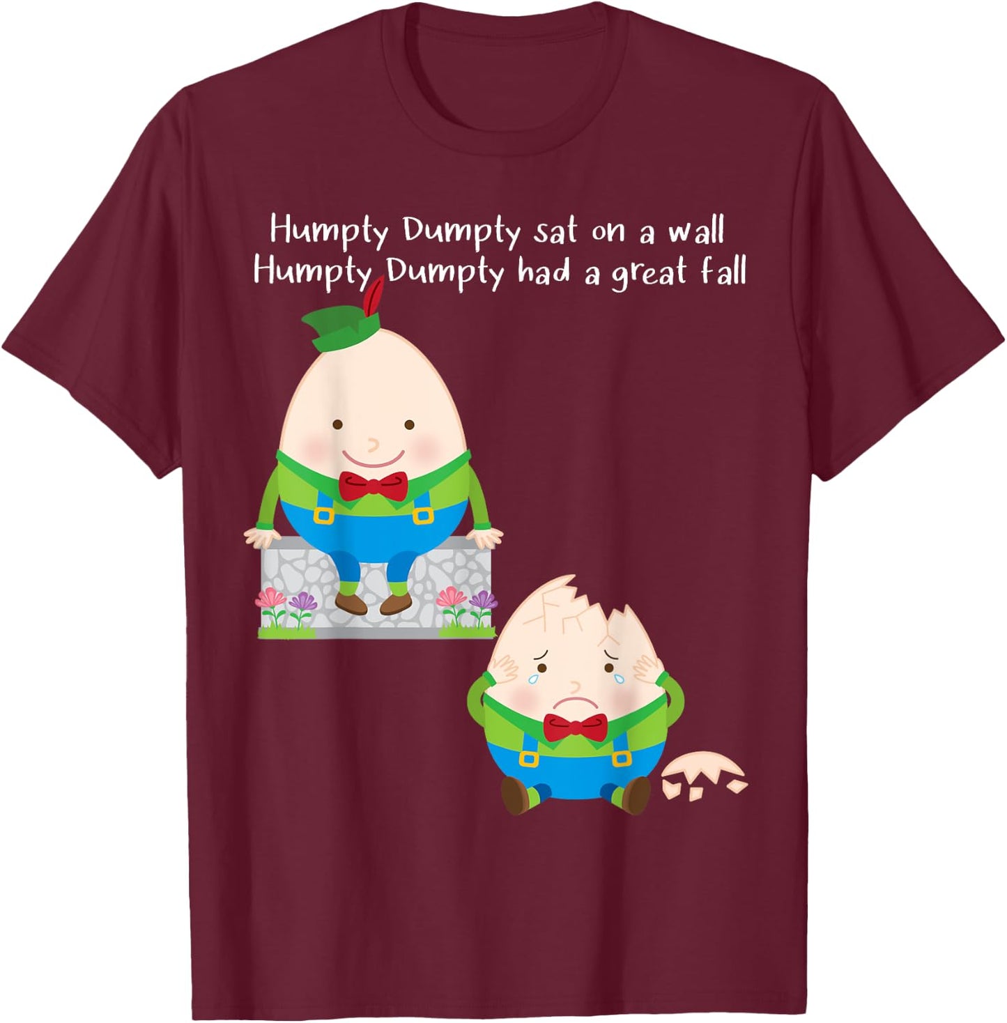 Humpty Dumpty Kids Nursery Song Rhyme T-Shirt - T-Shirt | Maroon