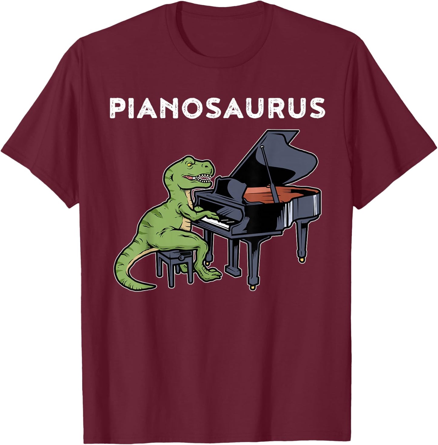 Grand Piano Shirt Kids Pianist Gift Dinosaur Music Piano T-Shirt - T-Shirt | Maroon